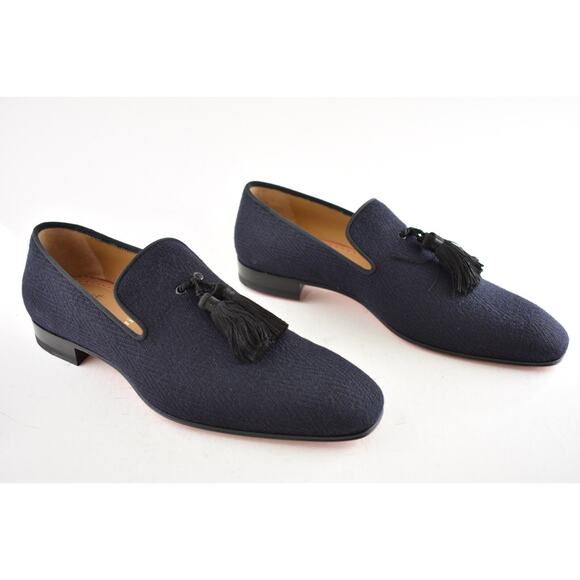 Christian Louboutin Mens Officialito Flat Black Blue Chevron Dress Loafer 40 7 main image 10